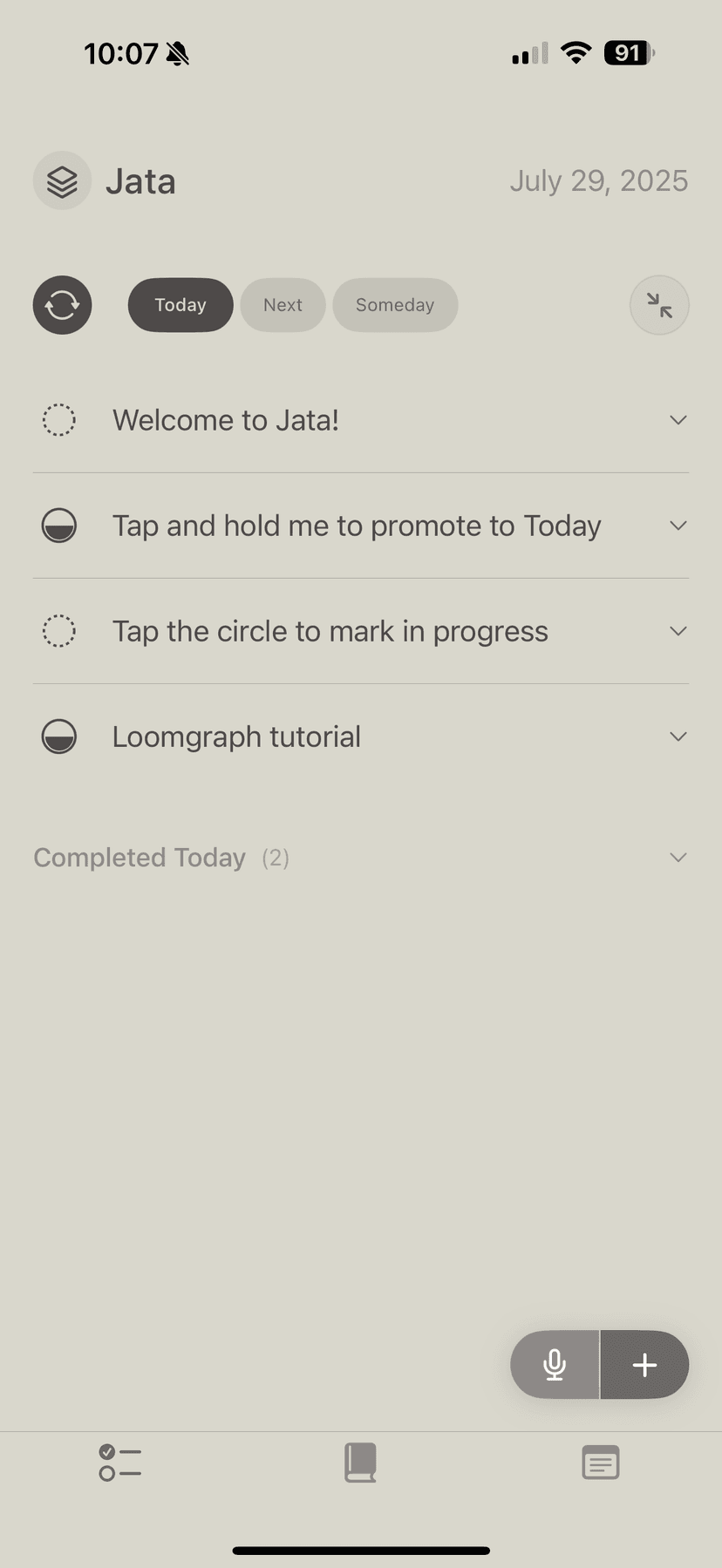 Jata App - Today View